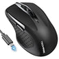 TechRise Bluetooth Mouse (BT5.0/3.0 & 2.4G) Rechargeable Wireless Mouse 2.4GHz with USB A Receiver, 4800 DPI Optical Tracking, 6 Adjustable DPI, Quiet Clicks, 6 Buttons, Wide Compatibility - White