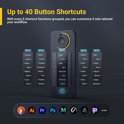 XENCELABS Quick Keys for PC, MacBook, Desktop, Drawing Tablet, Pen Display, OLED Display, 44 Customizable Shortcuts Keydail for Digital Drawing, Video Editing, Photo Retouching, Windows/macOS
