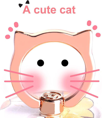 Cat Phone Ring Holder - EI Sonador Clear Cell Phone Ring Holder Transparent Stand Finger Grip (2 Gold Cat)