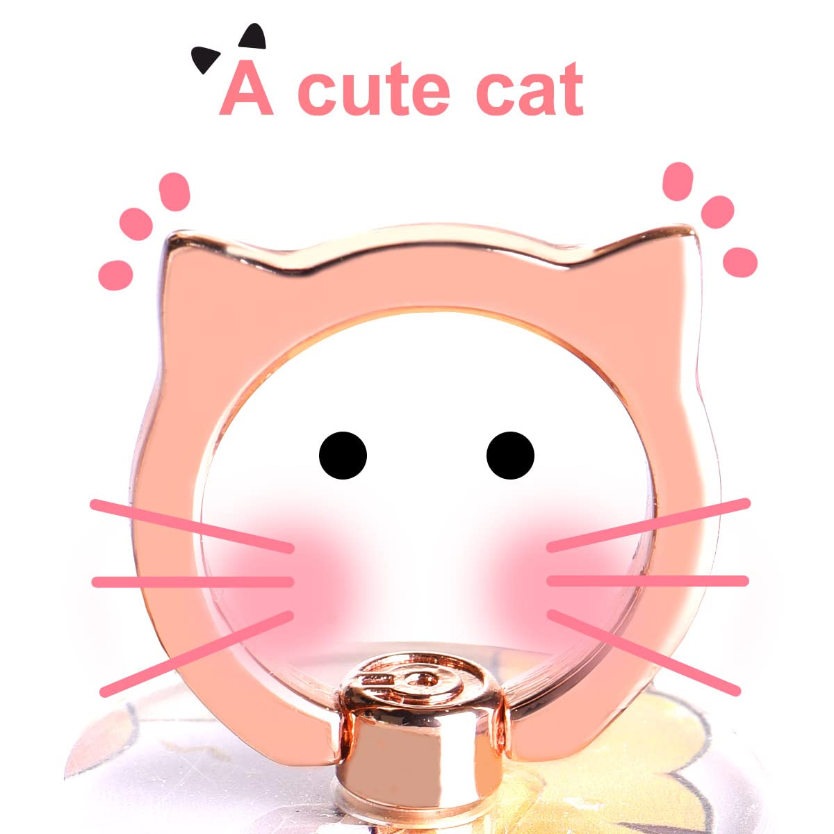 Cat Phone Ring Holder - EI Sonador Clear Cell Phone Ring Holder Transparent Stand Finger Grip (2 Gold Cat)