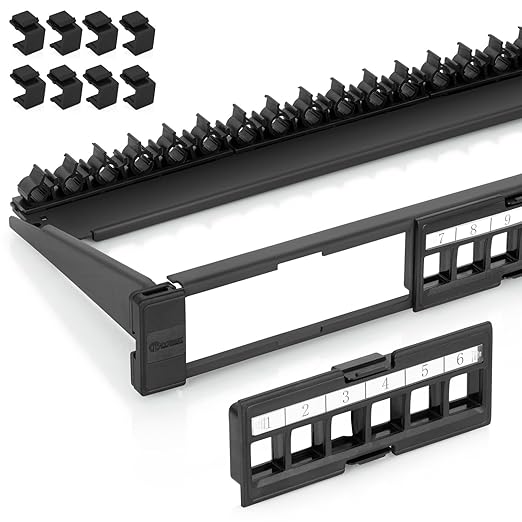 Everest 24 Port Keystone Patch Panel (10-Pack) - Removable 6-Port Panels