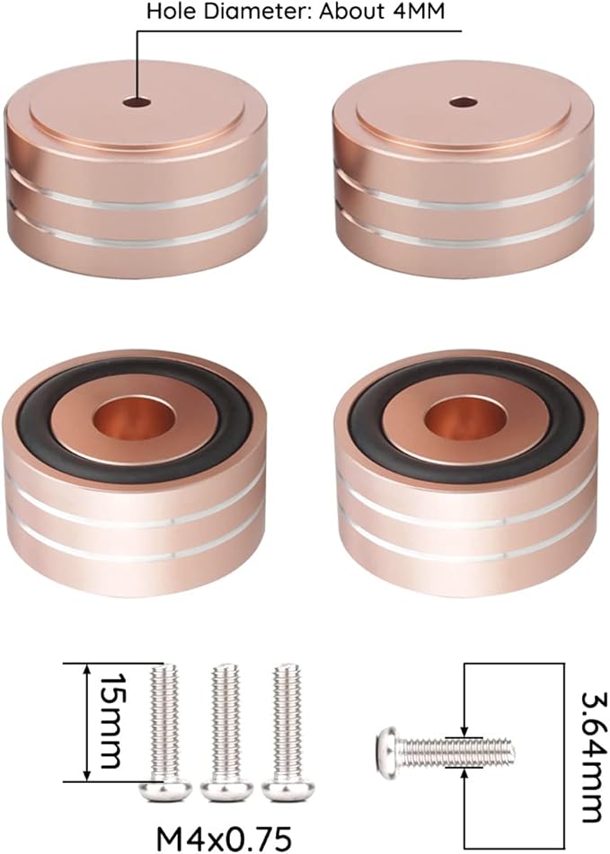 Audiocrast 4X HiFi Speaker Spikes Isolation Feet Pad, Aluminum 40x20mm Turntable Stand Feet Amplifier Shock Absorber Non-Slip Hi-End Floor Protector for Subwoofer DAC CD Turntable Amp