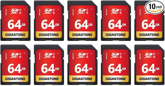 GIGASTONE 64GB SD Card 10-Pack UHS-I U1 Class 10 SDXC Memory Card High Speed Full HD Video Olympus Digital Camera with 10 Mini Cases