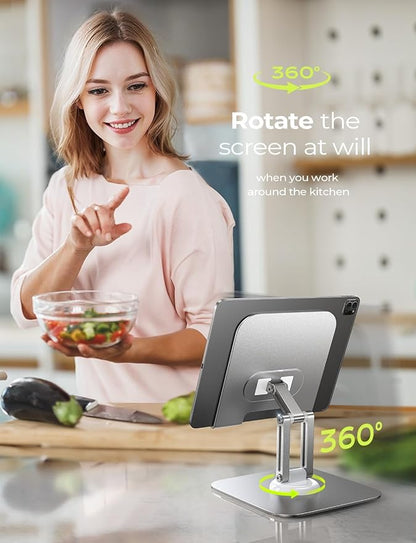 LISEN for iPad Stand Holder Adjustable Tablet Stand for Desk, 2025 for iPad Accessories for Computer Accessories Holder for Desk Kindle Table Mount/Monitor/PS/Switch iPhone 12.9"-4.7" (Sliver)