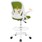 Drafting Chair Tall Office Chair with Flip-up Armrests, Adjustable Height, and Enhanced Lumbar Support - Ergonomic Rolling Stool, Back Support, and Adjustable Foot Rest Ring Light Blue
