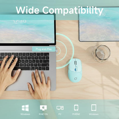 SEUNKWANG Dual-Mode Wireless Mouse with Visible Battery Indicator, Silent Rechargeable Bluetooth & 2.4G Computer Mouse, 1600 DPI, One-Click Desktop Privacy Key, Portable Mice for Laptop/PC/Mac - Blue