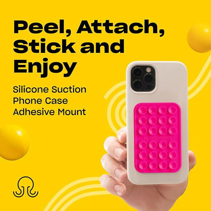 Classic - Silicone Suction Phone Case Adhesive Mount - Hands-Free, Strong Grip Holder for Selfies & Videos - iPhone & Android Compatible - 2.25″ x 3.25″, Hot Pink