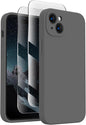 FireNova Designed for iPhone 15 Case, Silicone Upgraded [Camera Protection] Phone Case with [2 Screen Protectors], Soft Anti-Scratch Microfiber Lining Inside, 6.1 inch, Space Gray