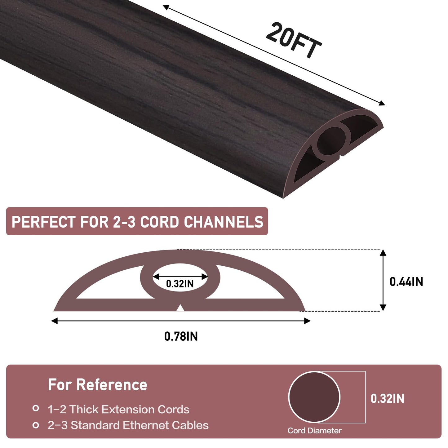 LSGCQ Floor Cord Cover Self Adhesive Cord Hider Floor Cable Management