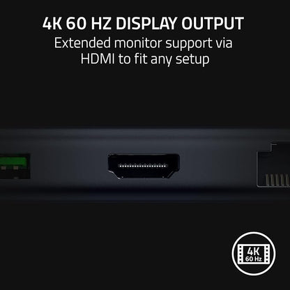 Razer USB C Dock 11-Port Travel Charging Station for Windows Mac Laptop iPad Surface Chromebook Galaxy Tab: Type C, HDMI, Ethernet, MicroSD - 4K 60 Hz Display - 85 W Tablets + Mobile Fast Charge