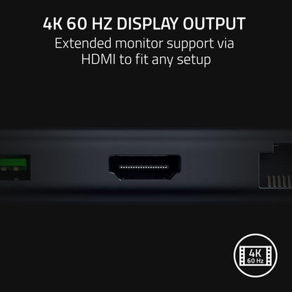 Razer USB-C Dock, 11-in-1 Portable Travel Hub, 85W, Black