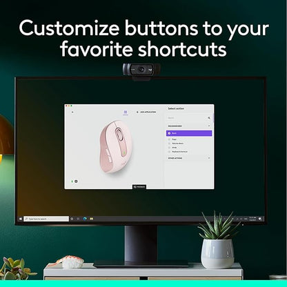 Logitech Wireless Mouse Signature M650- Small Hands, 2-Year Battery, Silent Clicks, Customizable Buttons, Bluetooth, PC/Mac/Chromebook - Rose, Right-Handed, Small-Medium