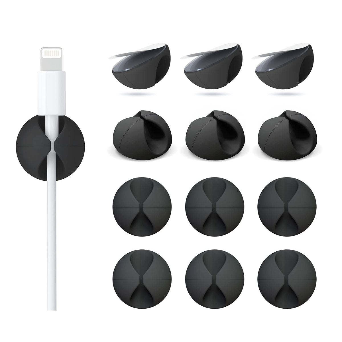 Znben 12 Pack Cable Clips, Adhesive Cord Organizer Holder for Desk Colorful