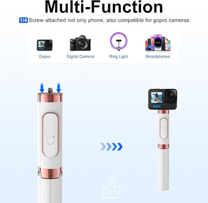 CellphoneTripod with Remote, Aluminum Alloy Selfie Stick Tripod, Best Foldable Mini Extendable Tripod Stand 270° Rotation Compatible with iPhone/Android Travel Essentials