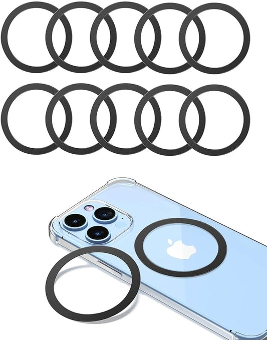 KALAPOP Metal Rings 10PCS,Ultra-Thin(0.4mm) for MagSafe Sticker,Magnetic Adapter,Phone Cases&Wireless Charger,Compatible with iPhone 17/Air/16/15/14/13,Galaxy S24/S23/S22/Kindle (Black 10PCS)