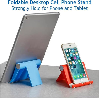 Cell Phone Stand for Desk Foldable Cell Phone Holder Desk Tablet Holder Mobile Phone Dock, Multi-Angle Universal Adjustable Tablet Dock Compatible with Most Cell Phones (Red)