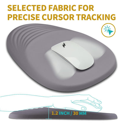 Hokafenle Ergonomic Mouse Pad Wrist Support with Stepped-Wedge Design, Wrist Rest Pain Relief Mousepad Filled with Memory Foam, Carpal Tunnel Mousepad for Wireless Mouse(12x8 inch, Light Purple Grey)