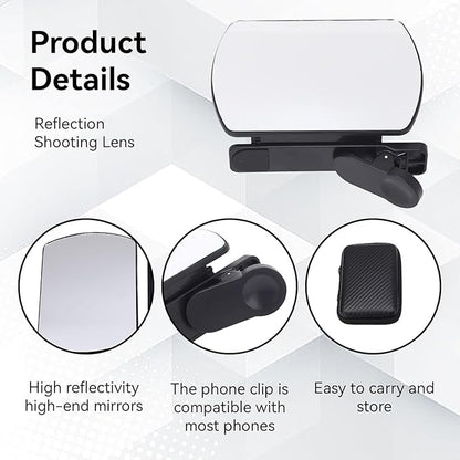 Mirror Effect Lens - Capture Stunning Reflections Instantly, Smartphone Camera Mirror Reflection Clip Kit, Adjustable HD Glass Smartphone Photography Flip Mirror, for Travel Photography (White-2Pcs)
