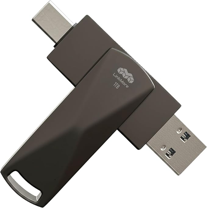 LinkMore NR P50 1TB External SSD – Type-C & USB-A Portable Drive, USB 3.2 5Gbps, 560MB/s Read, 500MB/s Write, 110MB/s Sustained Write – Works with iPhone 15, PS5, Steam Deck, Android, Mac, Windows