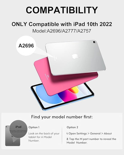D DINGRICH for iPad 10th Generation Case with Keyboard (10.9", 2022), Smart Folio Leather Cover with Pencil Holder, Rechargeable, Magnetic Wireless Keyboard for 10.9 inch Apple iPad 10th Gen, Black