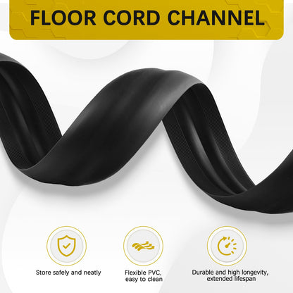 JAHOMFAI Floor Cord Cover 3.3FT Cord Covers for Wires on Floor Protect Wires & Prevent Trip Hazards, Easy to Cut for Home, Office, School, Concerts, Cavity W0.6in x H0.32in