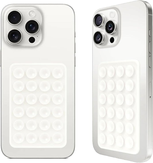 Giumel 2PCS Silicone Suction Phone Case Mount,Non Slip Suction Cup, Hands-Free Phone Accessories Holder for Selfies and Videos,Silicone Adhesive Stand Sticky for Cell Phone White