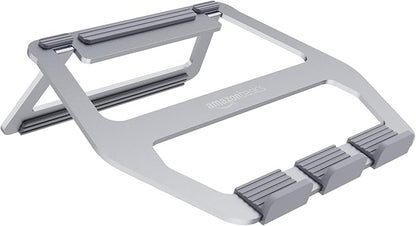 Amazon Basics Aluminum Portable Foldable Height Adjustable Laptop Stand for Devices up to 13", Silver