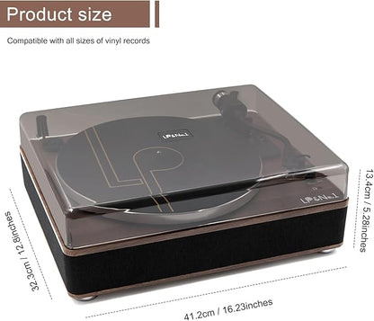 LP&No.1 Vinyl Record Player with Built-in Speakers, Vinyl Turntable with Magnetic Cartridge, Wireless,USB Recording and Playback,BT Out, Aux-in, Headphone Output,Auto Off, AT-3600L, 2-Speed Player
