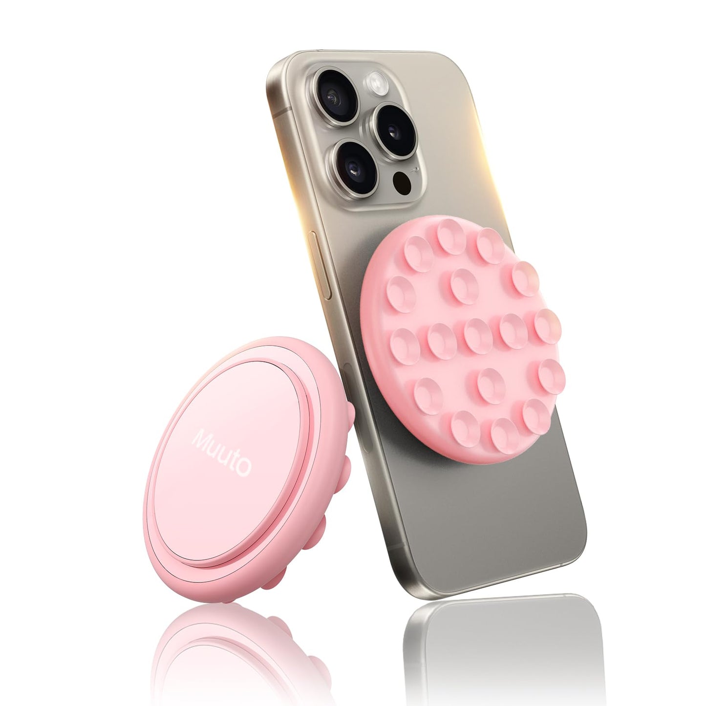 Magnetic Suction Phone Mount for MagSafe Case,Removable Octo Cup Buddy Sticky Phone Grip,for Content Creators/TikTok Video/Makeup,Selfies and Live,Pink