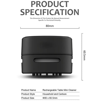 ODISTAR Mini Desktop Vacuum Cleaner for Table Dust (Black AA Battery)