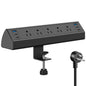 Desk Clamp Power Strip USB C,Under Desk Mount Power Station,20W Fast Charging,Fits 1.9'' Tabletop Edge,Desk Surge Protector,Perfect Home,Office Supplies (Black, 5 Outlets & 6 USB Ports & 10 FT Cable)