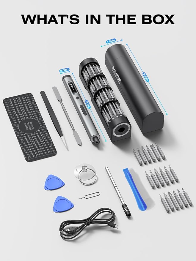 90-in-1 Mini Electric Screwdriver, SMOOTHARMOR Precision Screwdriver Set Cordless with 78 S2 Bits, 0.15-0.55 N.m Torque, Magnetic Storage, 500mAh, LED Light, Power Repair Tool Kit for Phone Laptop PS5