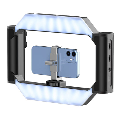 ULANZI Smartphone Video Rig with Light, U-Rig Light Cell Phone Handheld Stabilizer with Ring Light 2500K-9000K CRI 90+ for Filmmaking Live Steam YouTube Video Recording, with 5000mAh Build-in Battery