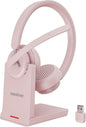 Wireless Headset with Mic, 2.4GHz Bluetooth Headset with AI Noise Cancelling Microphone & Charging Base, Wireless Headphones with USB Dongle for PC (Pink, L)