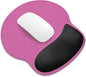 ITNRSIIET Ergonomic Mouse Pad with Wider Memory Foam Wrist Rest +17% - Curved Cushion Reduces Pressure 20%, Pain Relief, Non-Slip, Smooth, Cute Colors, 9.85 x 9 in, Black-Pink Contrast