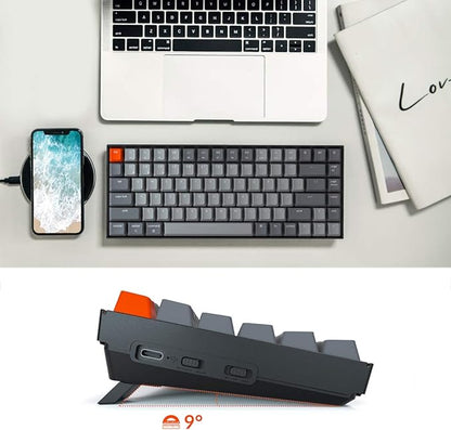 Keychron K2 75% Layout Bluetooth Wireless Mechanical Keyboard K Pro Brown Switch/White LED Backlit/USB C/Anti Ghosting/N-Key Rollover, 84 Keys Gaming Keyboard for Mac Windows-Version 2