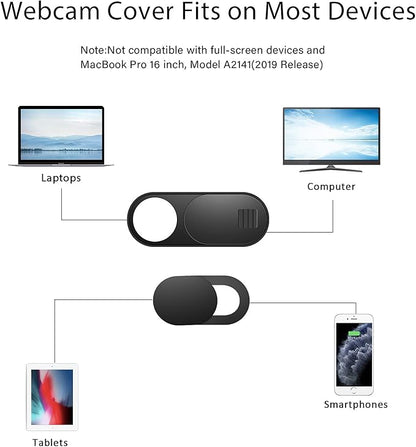 Webcam Cover Slide, 14 Pack Webcam Cover, Ultra-Thin Camera Cover for Laptop, Desktop, PC, MacBook, iPad, Tablet, iPhone, Cell Phone, Laptop Camera Cover Slide to Protect Your Privacy(Black)