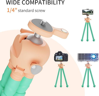 Phone Tripod with Wireless Remote - 2 in 1 Replaceable Flexible Tripod for iPhone, Portable Selfie Stick for Video Recording Vlogging - Compatible with iPhone Android Go Pro, Digital Camera