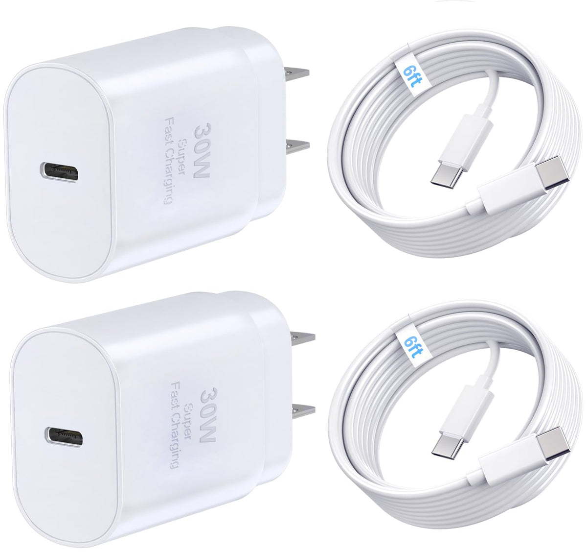 TT&C 2-Pack 30W USB C Fast Charger with 10FT Long Cables for iPhone 17, 16