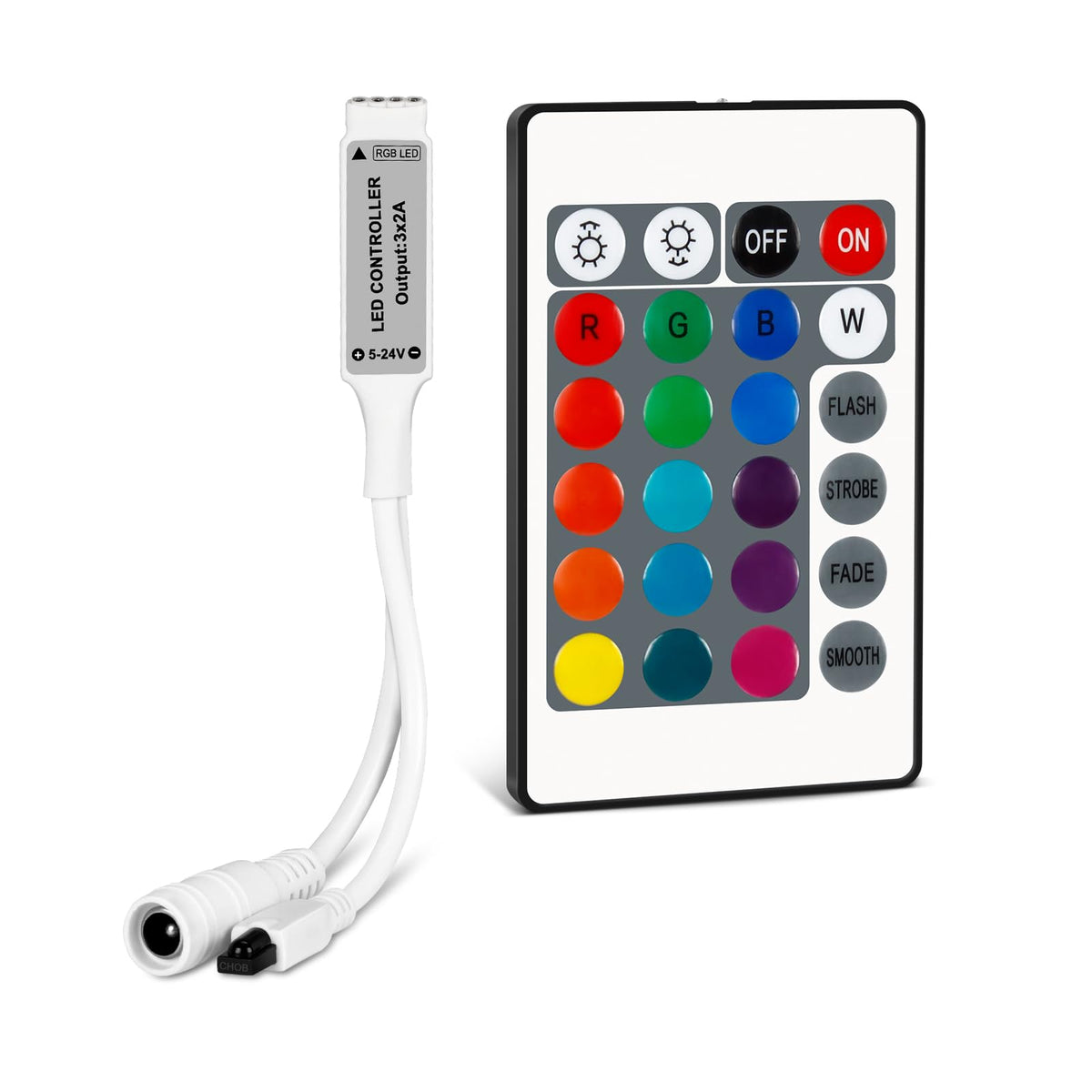 RGBZONE Mini 4PIN LED Controller 24 Keys IR Wireless Remote for RGB Strips