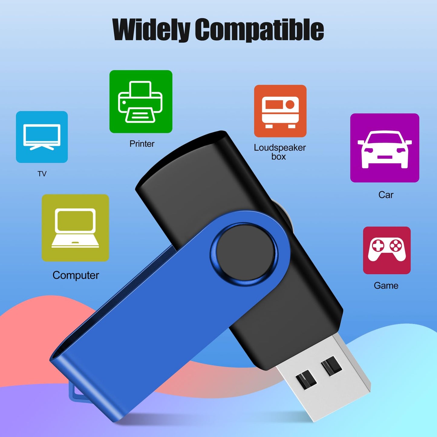 2GB 100-Pack USB Flash Drives Bulk EASTBULL USB 2.0 Thumb Drive,Blue