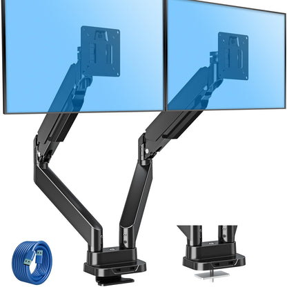 MOUNTUP Dual Monitor Mount Fits Max 39'' Screen, Ultrawide Dual Monitor Desk Mount Hold 4.4-33 lbs, Adjustable Gas Spring Double Monitor Arms, Computer Monitors Stand with USB, VESA Monitors Bracket