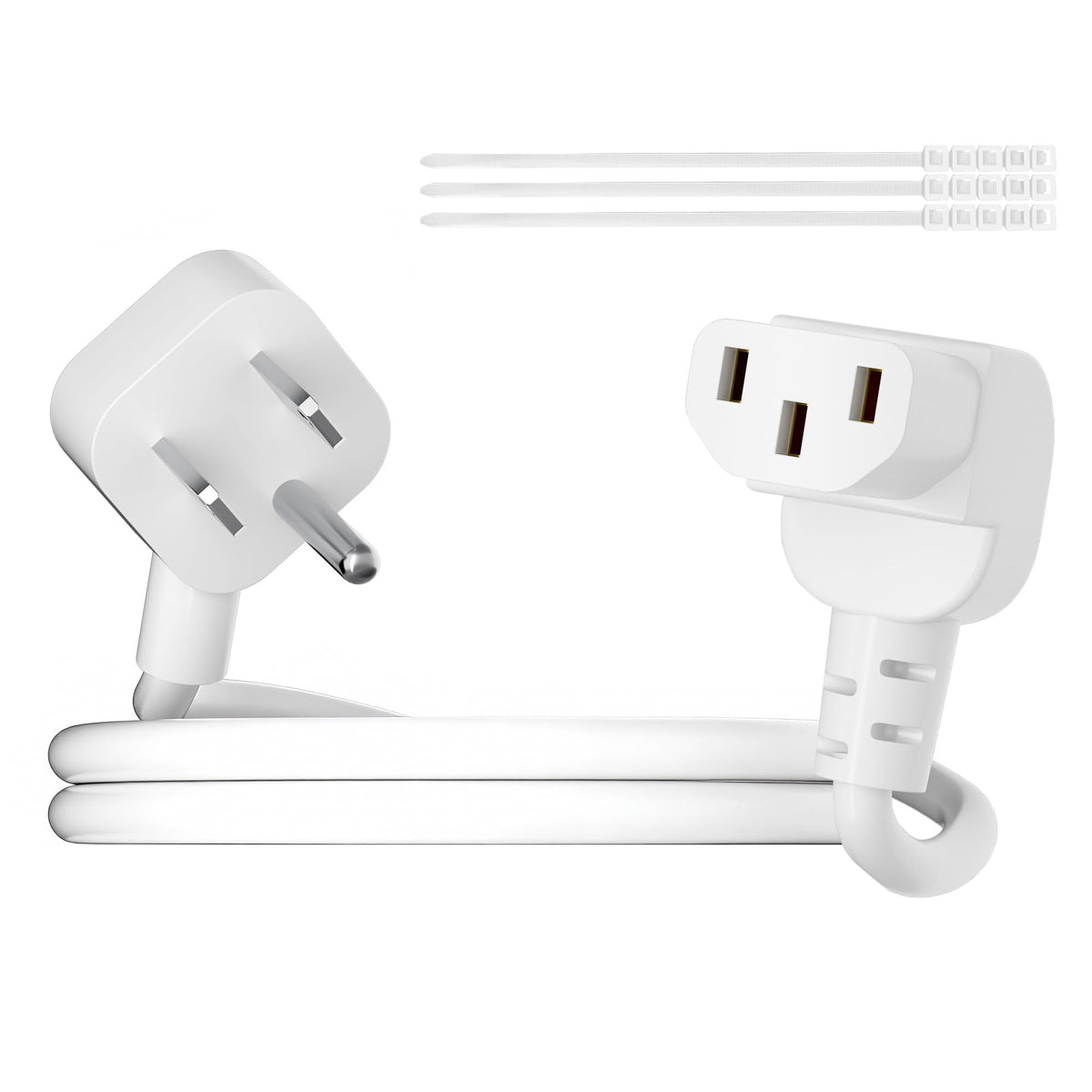 Adoreen 15 Ft Computer TV Replacement Power Cord White, 18AWG 3-Prong AC Universal Power Supply Cable NEMA 5-15P to IEC 320 C13 for Printer, PC, Monitor TV LCD, ETL+Ties