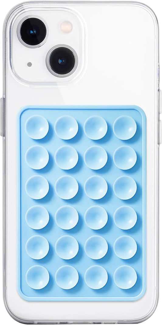 Anteel Silicone Suction Phone Case Mount, Non Slip Sticky Phone Grip for Cellphone, Silicon Adhesive Suction Cup Phone Mount, Strong Grip Holder for Selfies and Videos (Baby Blue)