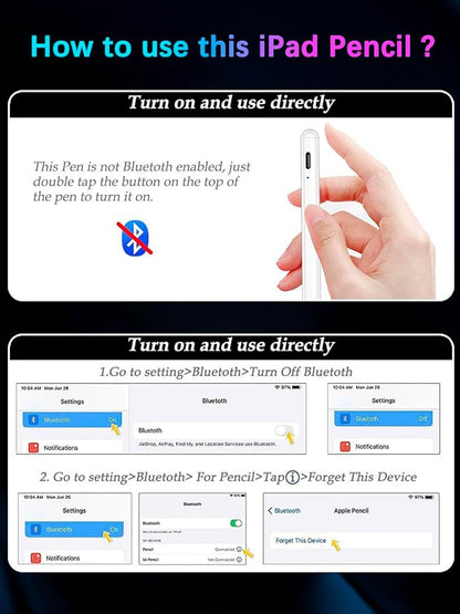 Stylus Pen for Apple iPad (2025-2018),Sensitivity Palm Rejection Fast Charge Stylus Pencil,iPad Pencil for iPad A16 11/10/9/8/7/6th & iPad Pro 13/12.9/11(M4) & Air 13/11(M3/M2) & Mini A17 Pro/6/5