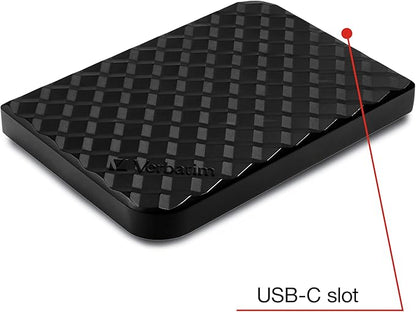 Verbatim 512GB Portable SSD External Hard Drive Store ‘n’ Go USB 3.2 Gen 1 USB-C Adapter Included - External Solid State Drive