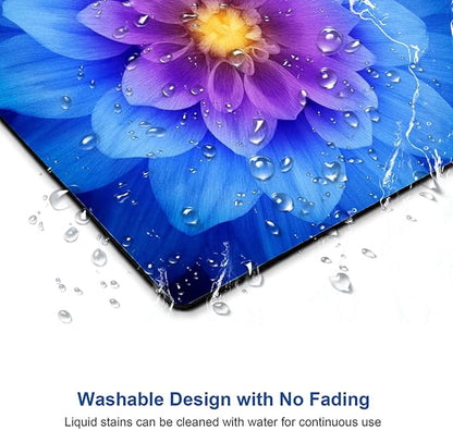 Blue Watercolor Lotus Flower Mouse Pad, Custom Design, 9.5x7.9 Inch, Non-Slip Rubber Base, Waterproof, Washable
