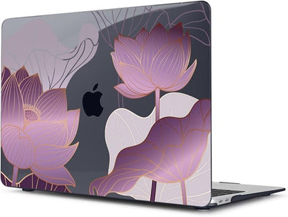 Teryeefi for 2020 2022 2016-2019 MacBook Pro 13 inch Case A2338 A2289 A2251 A2159 A1989 A1706 with M2 M1 & Touch Bar, PC Hard Shell Case & Keyboard Cover & Screen Protector, Luxurious Purple Lotus