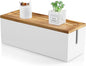 Bivvclaz Large Cable Management Box, Wooden Cord Organizer Box for Desk, Floor, Office to Hide Extension Cords Power Stripes Surge Protectors Chargers Wires, White