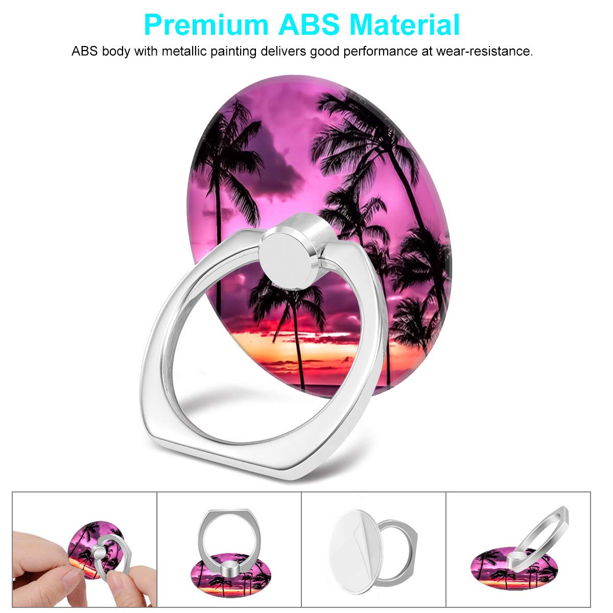 Bonoma Cell Phone Ring Holder Stand, 3 Pack Sunset Beach Palm Tree 360 Rotation Universal Smartphone Ring Grip Stand Compatible with Smartphones and Tablets